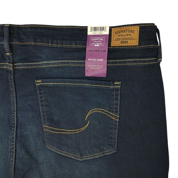 Levi's Signature Gold Mid-Rise Skinny Stretch Jeans Dark Blue 24M W37 x L30 NWT - Picture 9 of 15